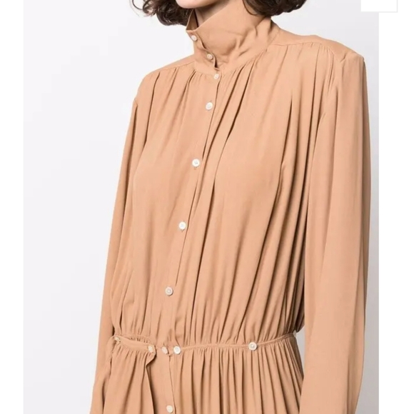 Lemaire Pleated Shirt Dress Caramel Size 34 US 4 - Picture 5 of 11